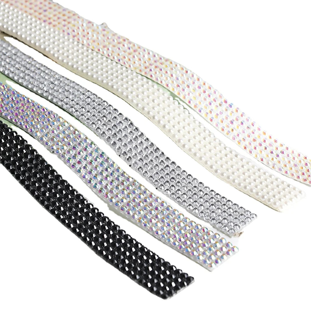 DIY Clothing Accessories Luxury Rhinestone Applique Bag Craft Belt Double-sided Self Adhesive Diamond Strips Crystal Rhinestones