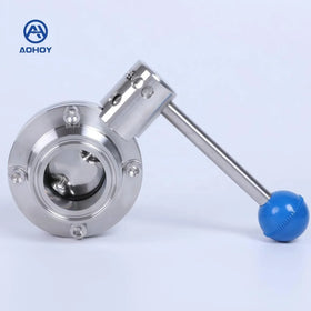Aohoy Dairy 1 1.5 2 3 4 6 Inch Food Grade Ss 304 316 Sanitary Stainless Steel Tri Clover Clamp Manual butterfly Valve