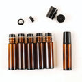 Wholesale 10ml Brown Amber Essential Oil Perfume Glass Roll on Bottle With Steel Roller Ball Black Cap