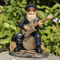 Hot Sale Creative Rocker Grandpa Resin Sculpture with Electric Guitar & Drum Stool Musical Theme Ornament with Denim Texture