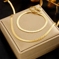 Minimalist 18k Gold Plated 316L Stainless Steel Snake Chain Jewelry Set Tarnish Free Necklace Bracelet Set for Women
