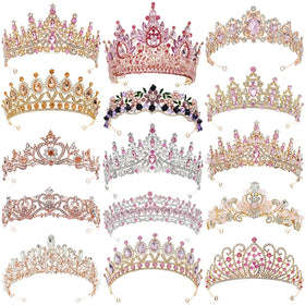 Dreamy Pink Bulk Princess Rhinestone Crystal Beauty Custom Handmade Pageant Queen Miss World Crown and Tiara