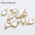 Natural Freshwater Pearl Gold Plated Double Hanging Gourd Shape Loose Pearl Beads Charms for Jewelry Making