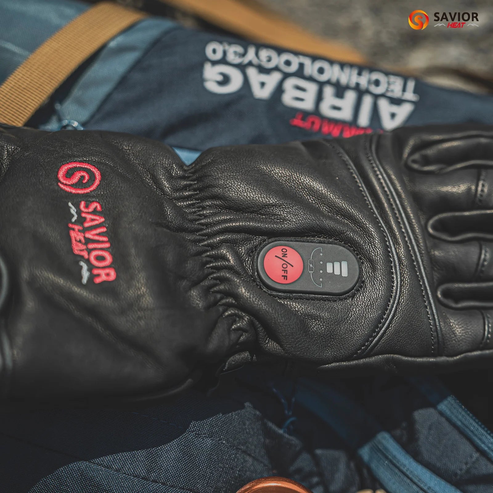 Winter Self Heating Waterproof Touchscreen Compatible Full Leather Heated Gloves with 3 Heating Temperature Control