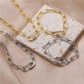 NZ1406 Layering CZ Pave Safety Pin Carabiner Lock Clasp Necklace Stainless Steel Paperclip Chain Choker Necklace and Bracelet
