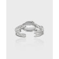 Ins Style Simple 925 Sterling Silver Gemstone Open Ring Natural Cats Eye Stone Ring