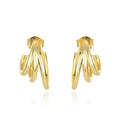 Fashion 925 sterling silver simple 18k gold plated three round lines stud earrings for women