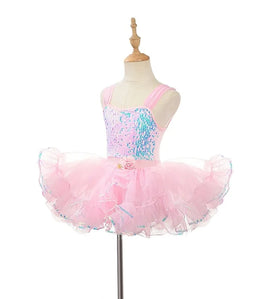 2024 Girls Sequin Gauze Dress Princess New Dance Costume Pink for Children