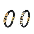 Fashion Men's Leather Bracelet Bangle Braided Rope Simple Punk Style Stainless Steel Bracelet