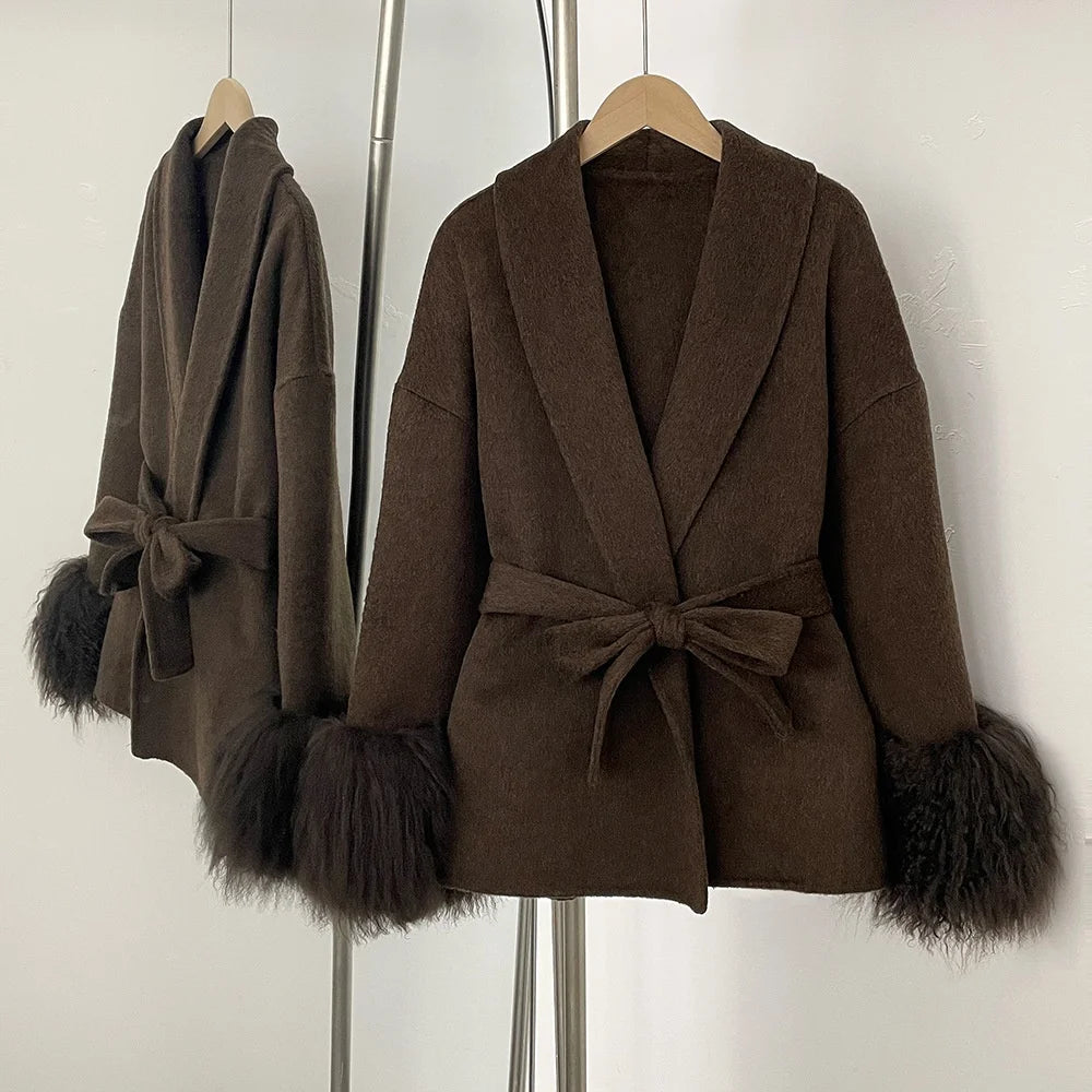 New Style Elegant Women's Short Double-Sided Wool Coat for Winter