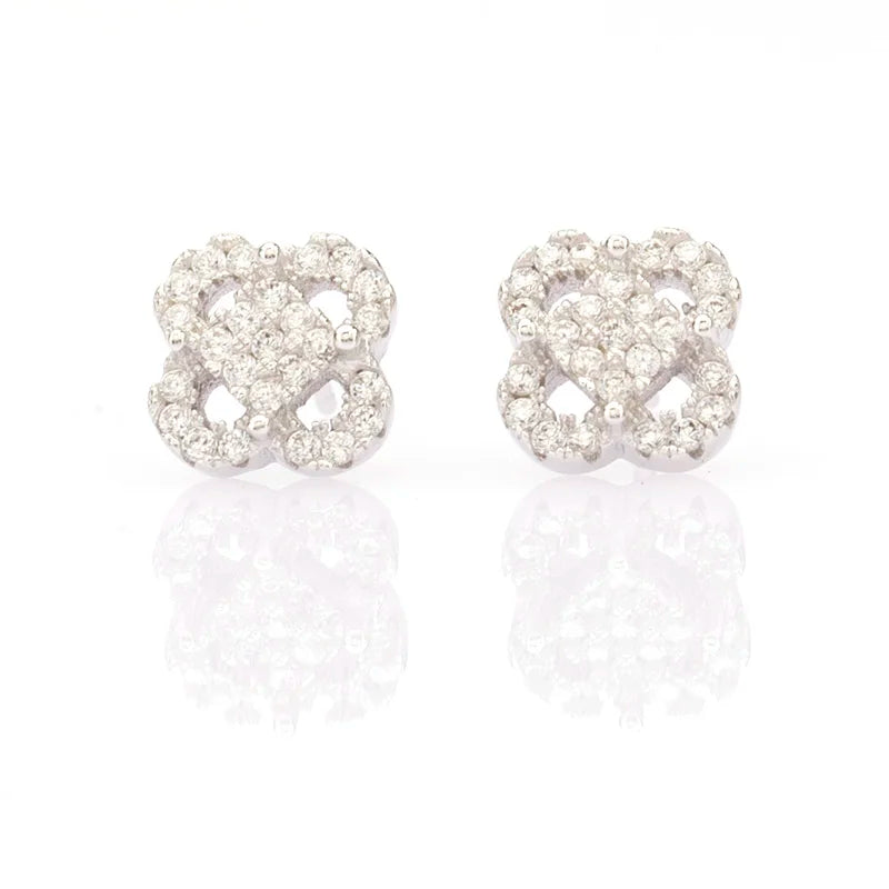 Unique Starlit Beauties Accessories 925 Sterling Silver Zircons Gorgeous Loop Stud Earrings