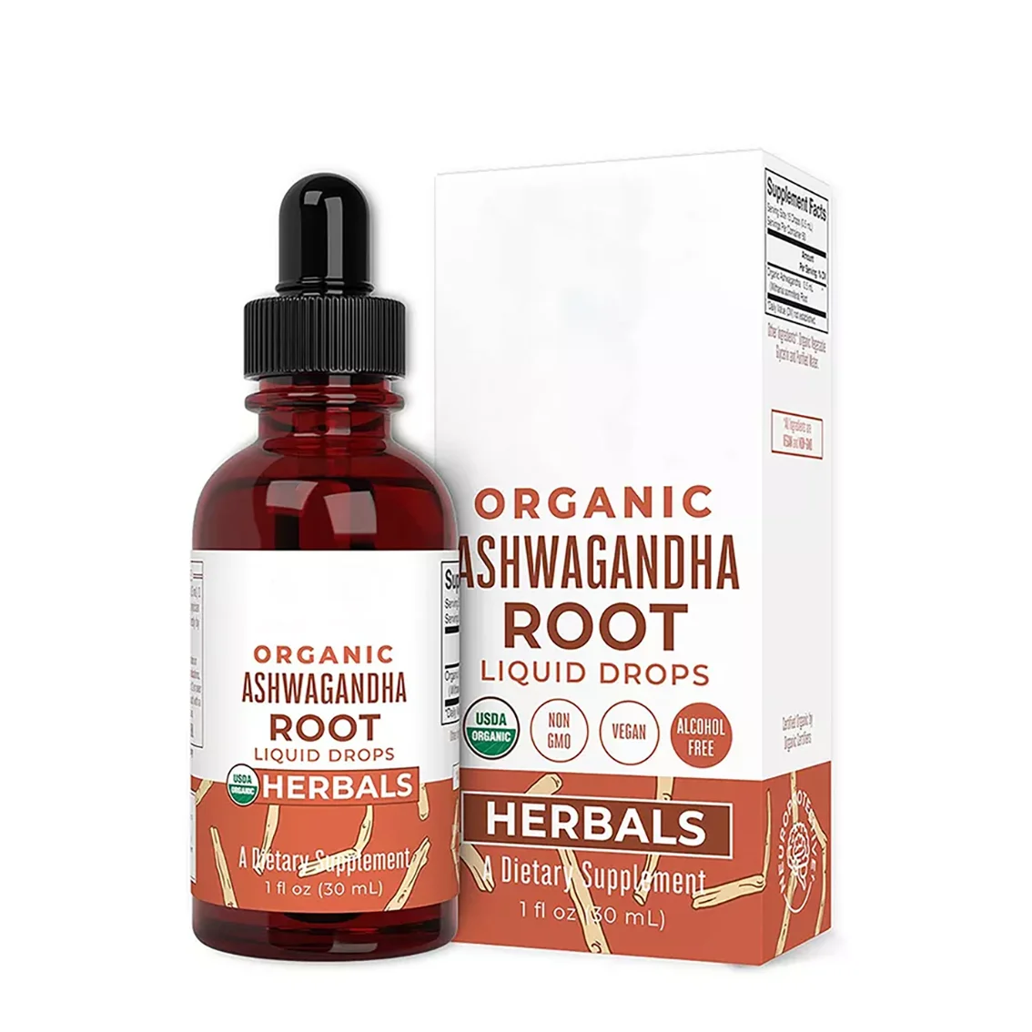 Private Label Natural Organic Vegan Herb Extract 30ML Ashwagandha Root Liquid Drops Supplement