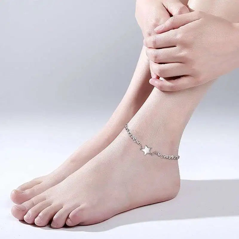 Wholesale Fashion Simple Summer 925 Sterling Silver Bead Pendant Fine Jewelry Anklets