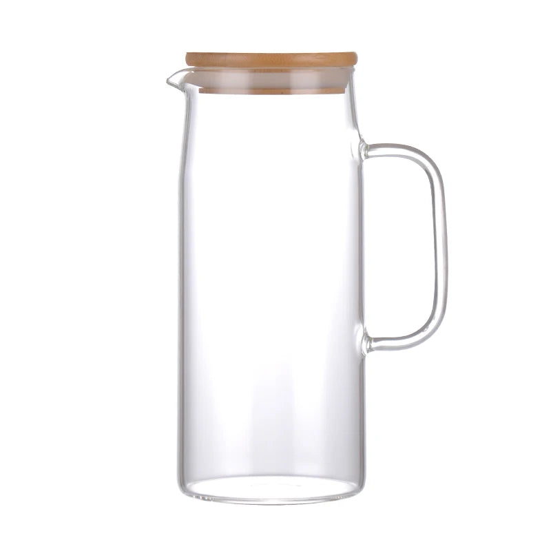 Glass Heat-resistant Cold Boiling Water Teapot Big Capacity Water Pitcher Glass Jug with Bamboo or Stainless Lid