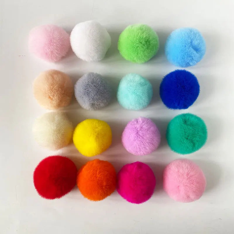 6cm Real Rabbit Fur Pompom with Rubberband for Beanie Hats Scarves Shoes Travel & DIY Unisex Four Seasons Accessories