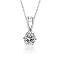 OAHLAN Fashion Jewelry 1.0CT Round Cut Moissanite Flower Pendant 925 Sterling Silver Moissanite Necklaces for Women