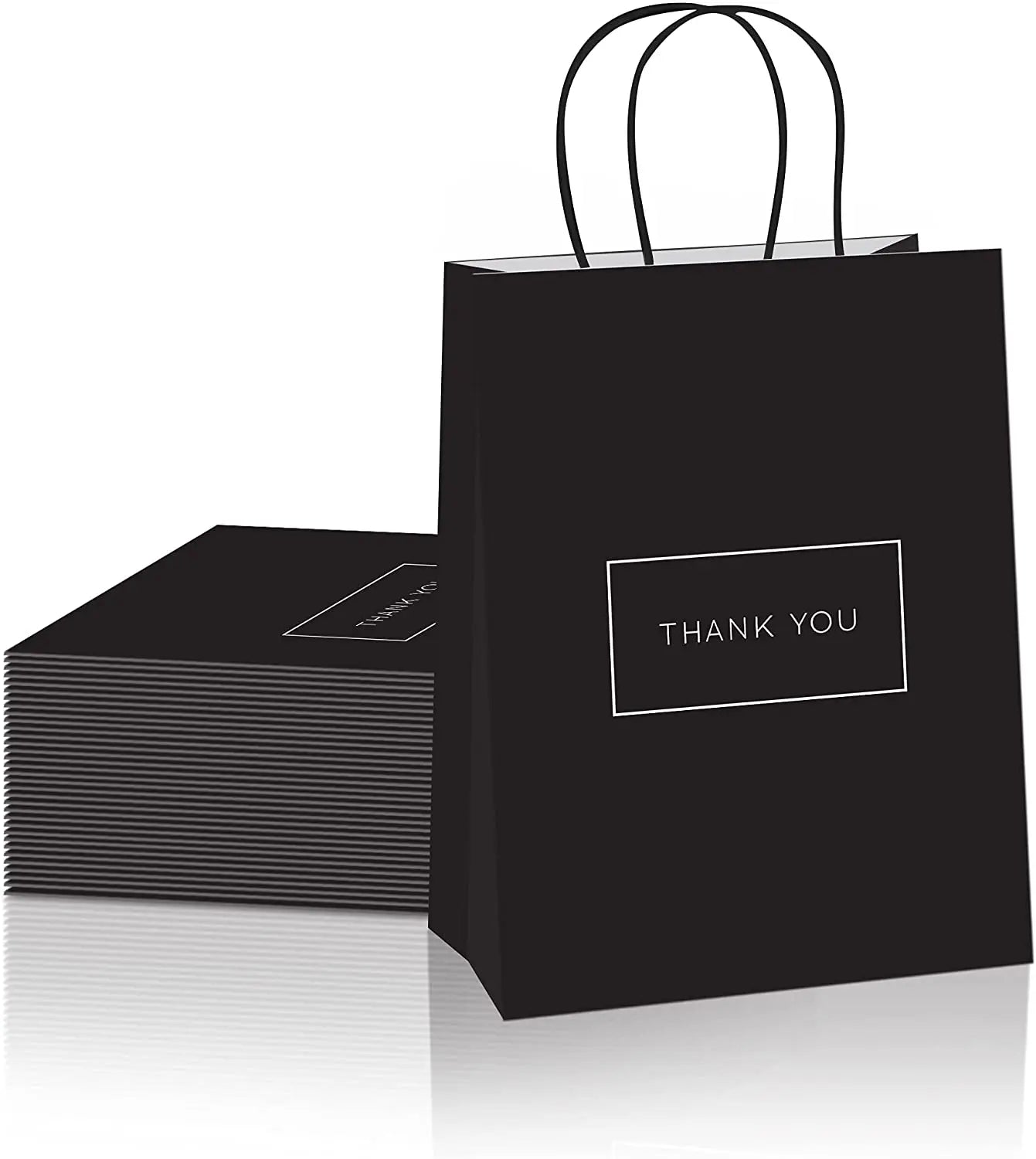 Kraft Paper Shopping Bags with Handles 8"x4"x10" Tote Bag Thank You Gift Bags for Retail Party Clothing Black Ruth Merchandise