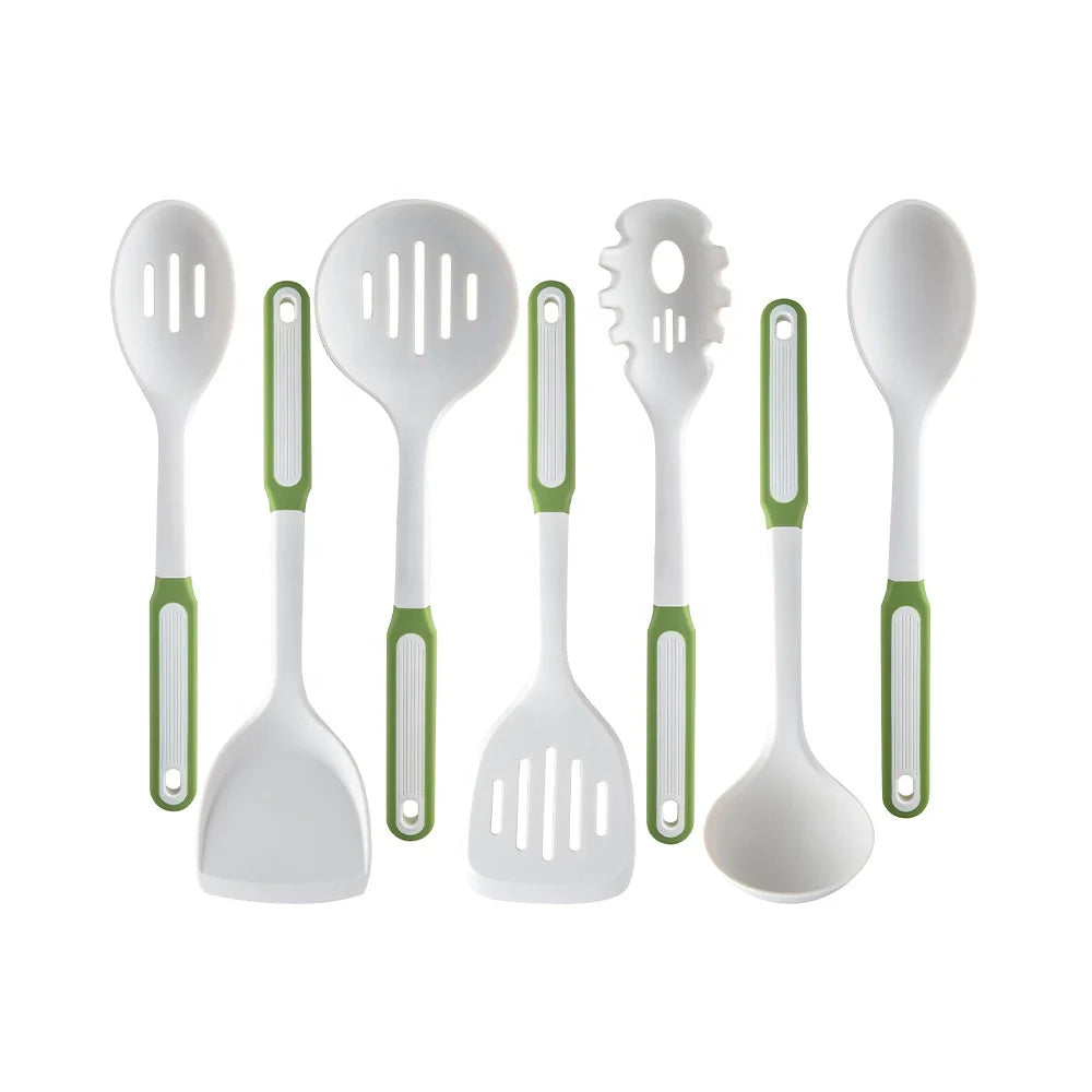 YJ Wonderful Custom 7PCS Silicone Kitchen Utensils Set Edible Grade High Temperature Resistant Pot Shovel Soup Spoon
