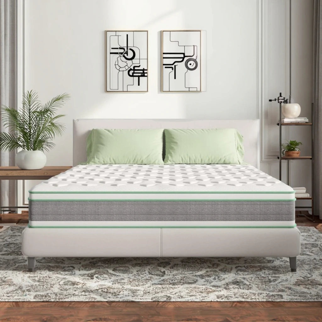 Hybrid Memory Foam Mattress Medium Firmness Cooling Gel Layer for Pressure Relief Back Pain Support Home Use