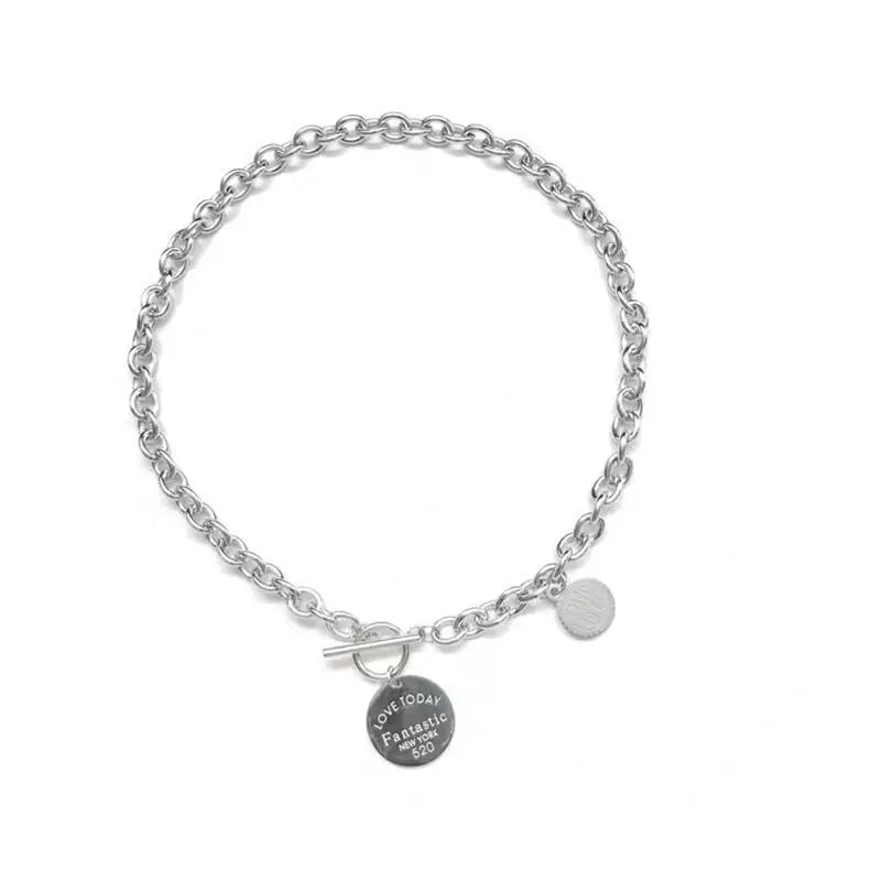 Stylish Women's Titanium Steel Letter Necklace Sweater Chain Hot Design Hip-hop Pendant Stainless Steel Alloy for Parties Gifts