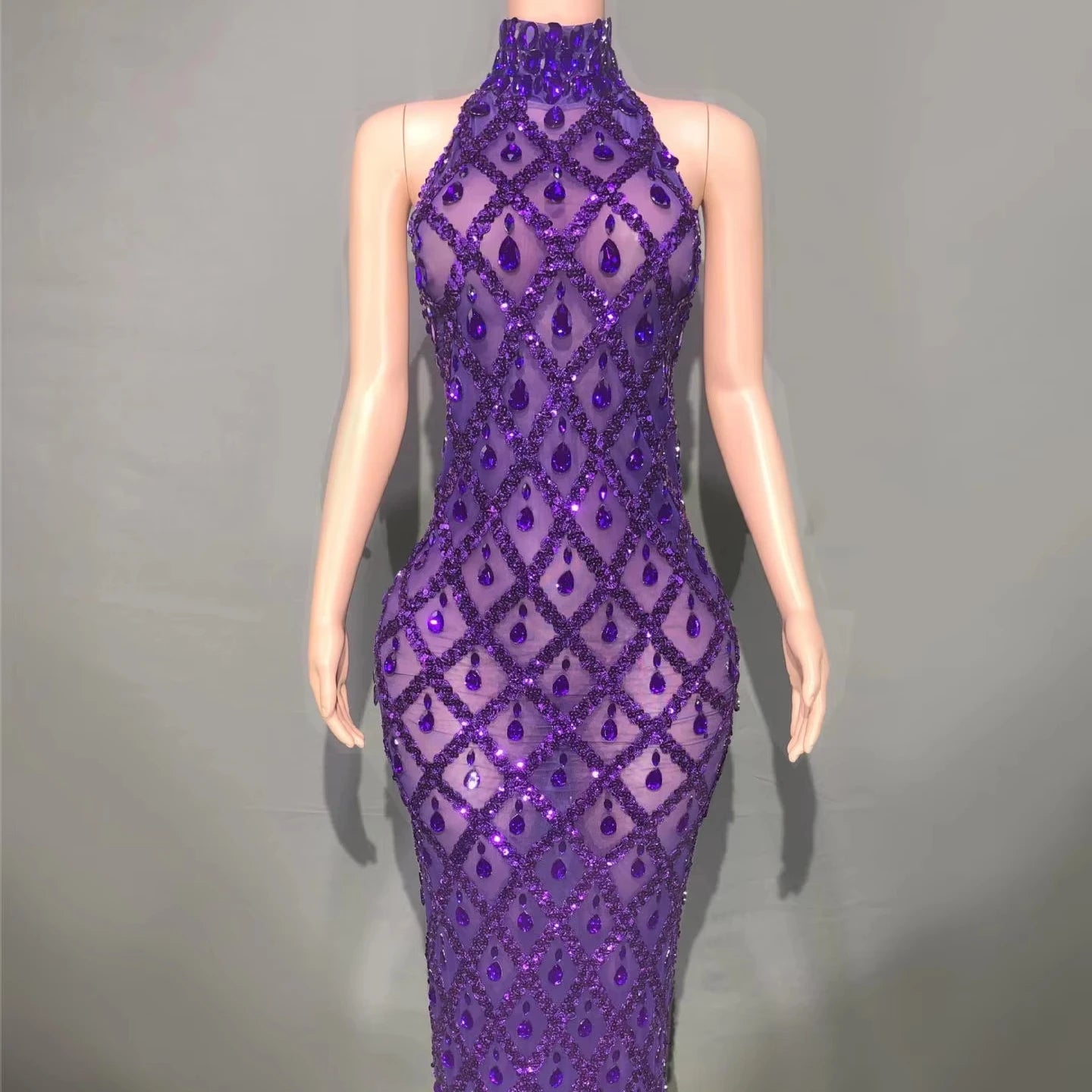 2025  Diamond Mesh Prom Dress Elegant Women Cloth Wedding Party Dress Purple Formal Dress