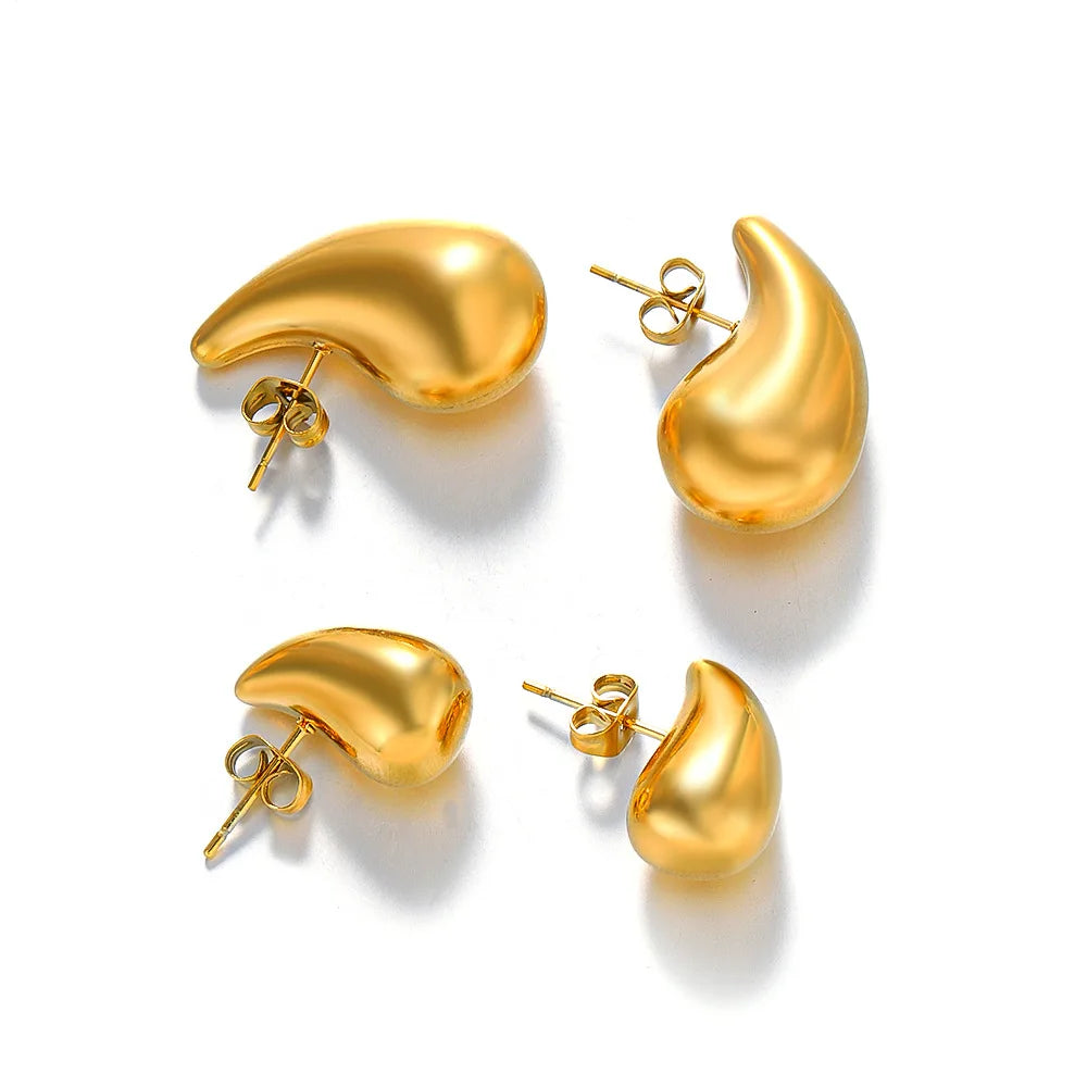 Shescity Best Selling Trendy Waterdrop Designer Silver Stud Earrings 18K Gold Plated Minimalist Earrings Women Jewelry for Gifts