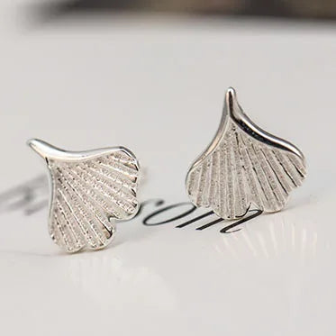 925 Sterling Silver Ginkgo Biloba Stud Earrings for Women Elegant Wedding Jewelry Pendientes Mujer Moda 2022 Brincos