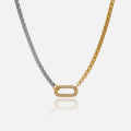 2024 Dazan New Winter HOT 18k Gold Plated Tarnish Free Stainless Steel Boho Oval Iced Out Zircon Mixed Unique Necklace