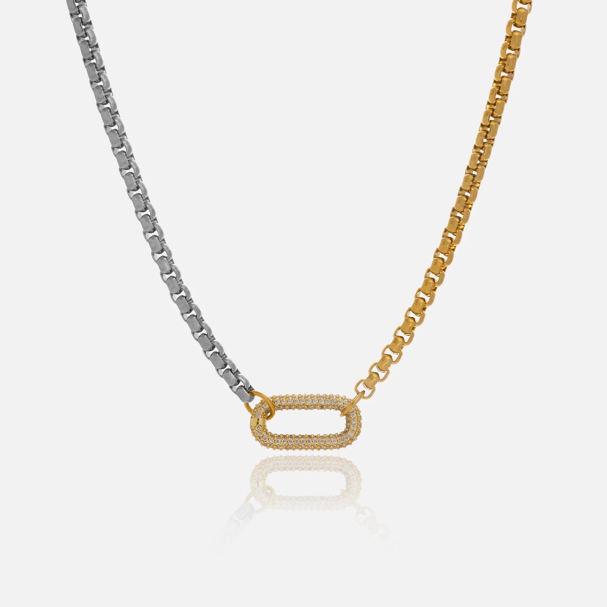 2024 Dazan New Winter HOT 18k Gold Plated Tarnish Free Stainless Steel Boho Oval Iced Out Zircon Mixed Unique Necklace