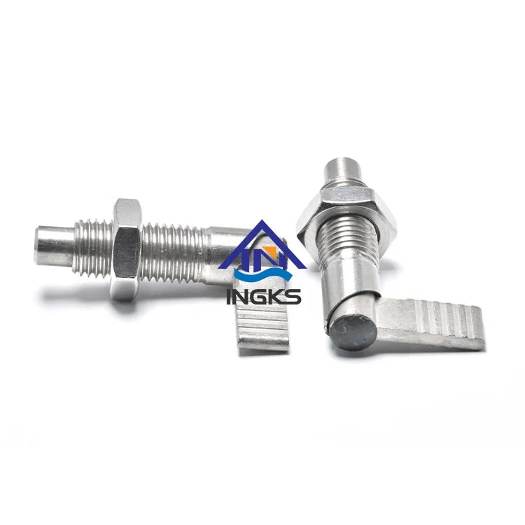 M10 Hand Retractable Plungers with Locking Nut Rest Position SS303 Safety L Handle Indexing Plungers