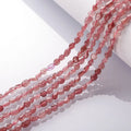 Natural Strawberry Quartz Irregular Shape Stone Beads 6-8 mm Polished Gemstone Beads for DIY Making Jewelry Bracelets Necklace
