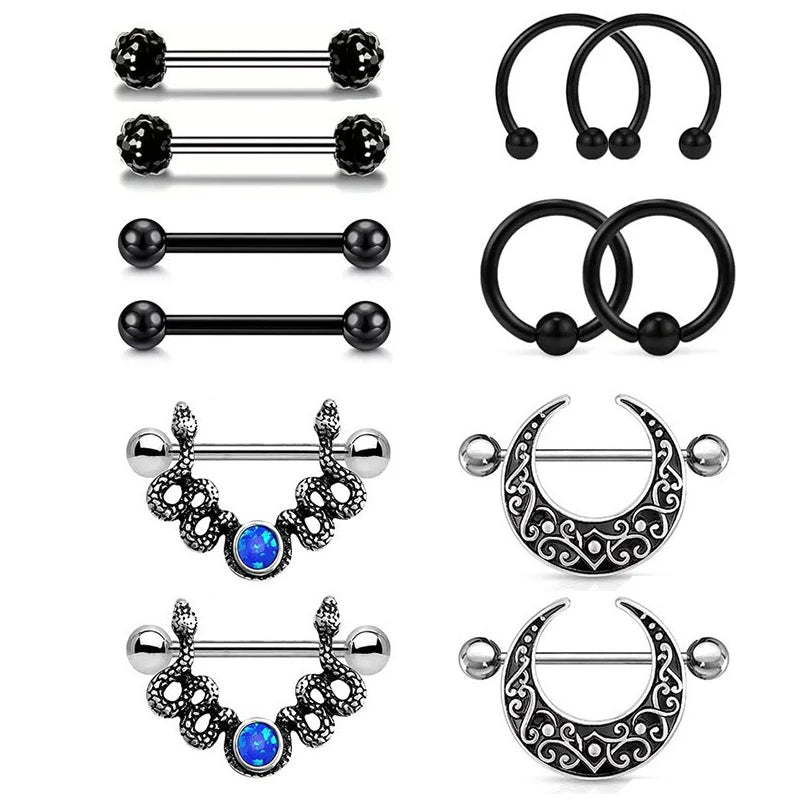 Sexy Surgical Steel Piercing Black U-shaped Nipple Piercing Stainless Steel Nipple Rings Jewelry