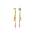 Fashion Cute 925 Sterling Silver Fresh Water Pearl Tassel Golden Earrings Jewelry Wholesale
