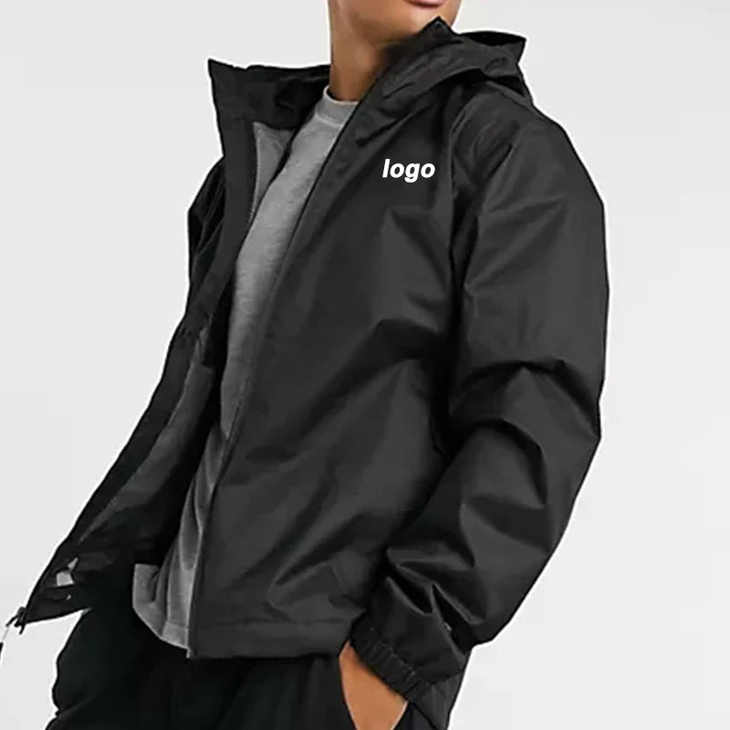 New Style Custom Winter Waterproof Mens Nylon Zip up Windbreaker Jackets With Hood