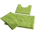 FMT 3-Piece Non-Slip Microfiber Bath Mats Set Solid Pattern Machine Made Washable Chenille Polyester Water Absorbent