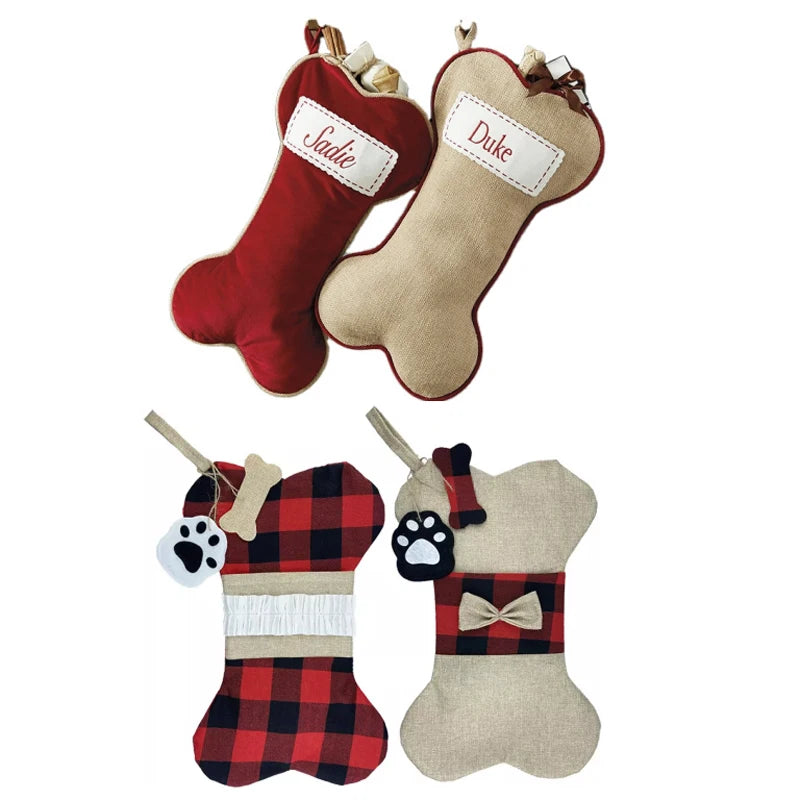HB-390 Blank Christmas Pet Dog Stockings Christmas Gift Bags for Personalised Christmas Stockings