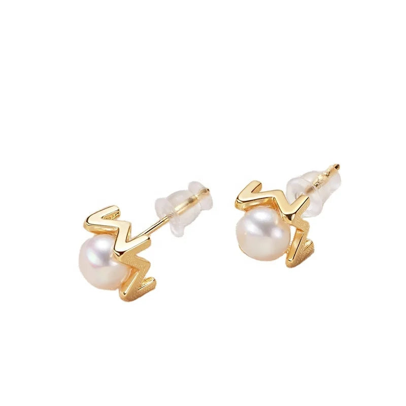 925 Sterling Silver Needle Pearl Earrings Latest Design Natural Freshwater Pearl Earrings