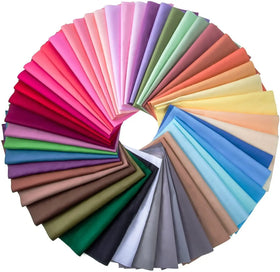 50 Pieces Eco-Friendly Durable Simple Solid Colors Cotton Fabric Patchwork Mixed Plain Color Squares Bundle Home Hand Sewing
