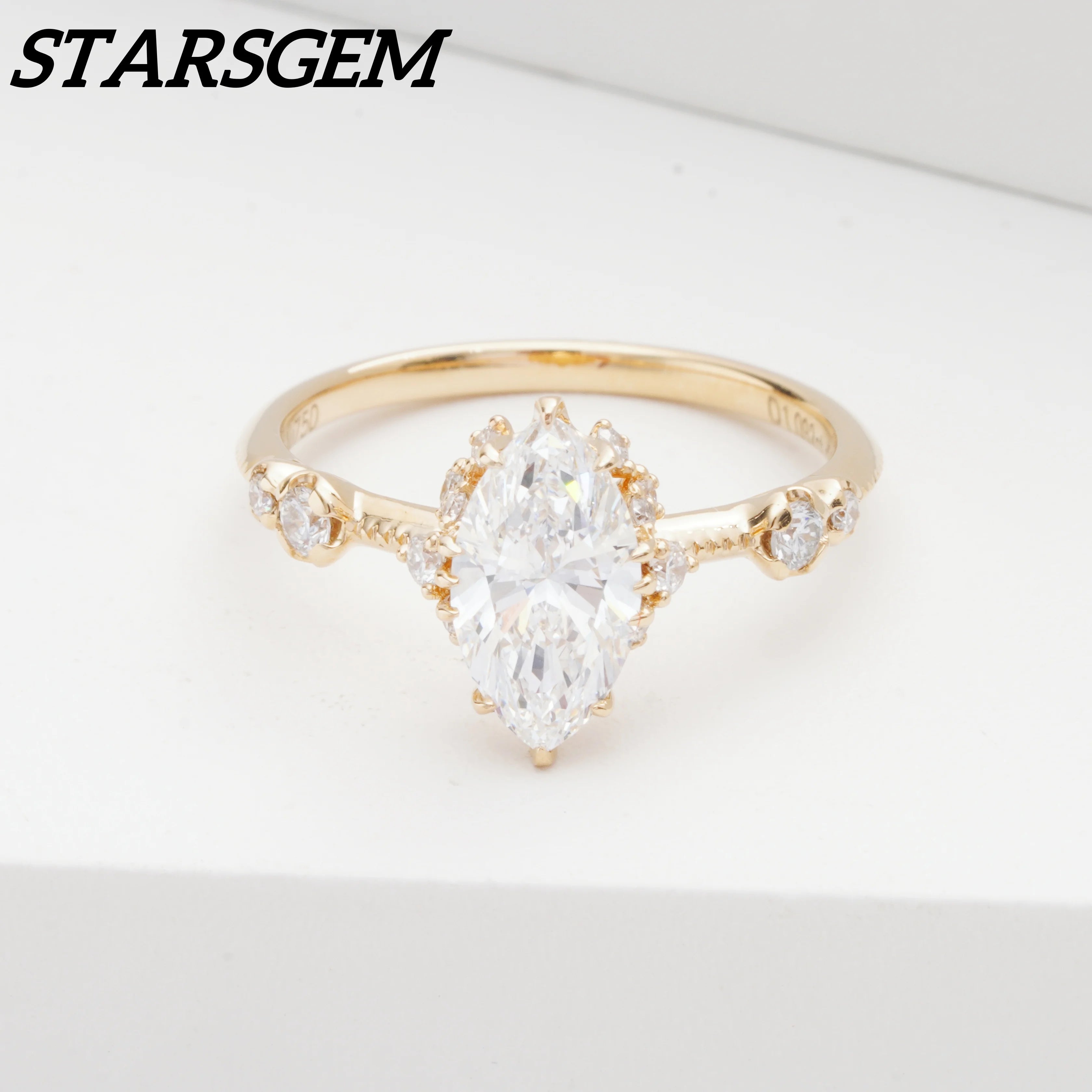 Starsgem 1ct Marquise Shape Lab Diamonds Ring Hpht Cvd Loose Lab Grown Diamonds Engagement Rings Yellow Gold Ring Solid 10k
