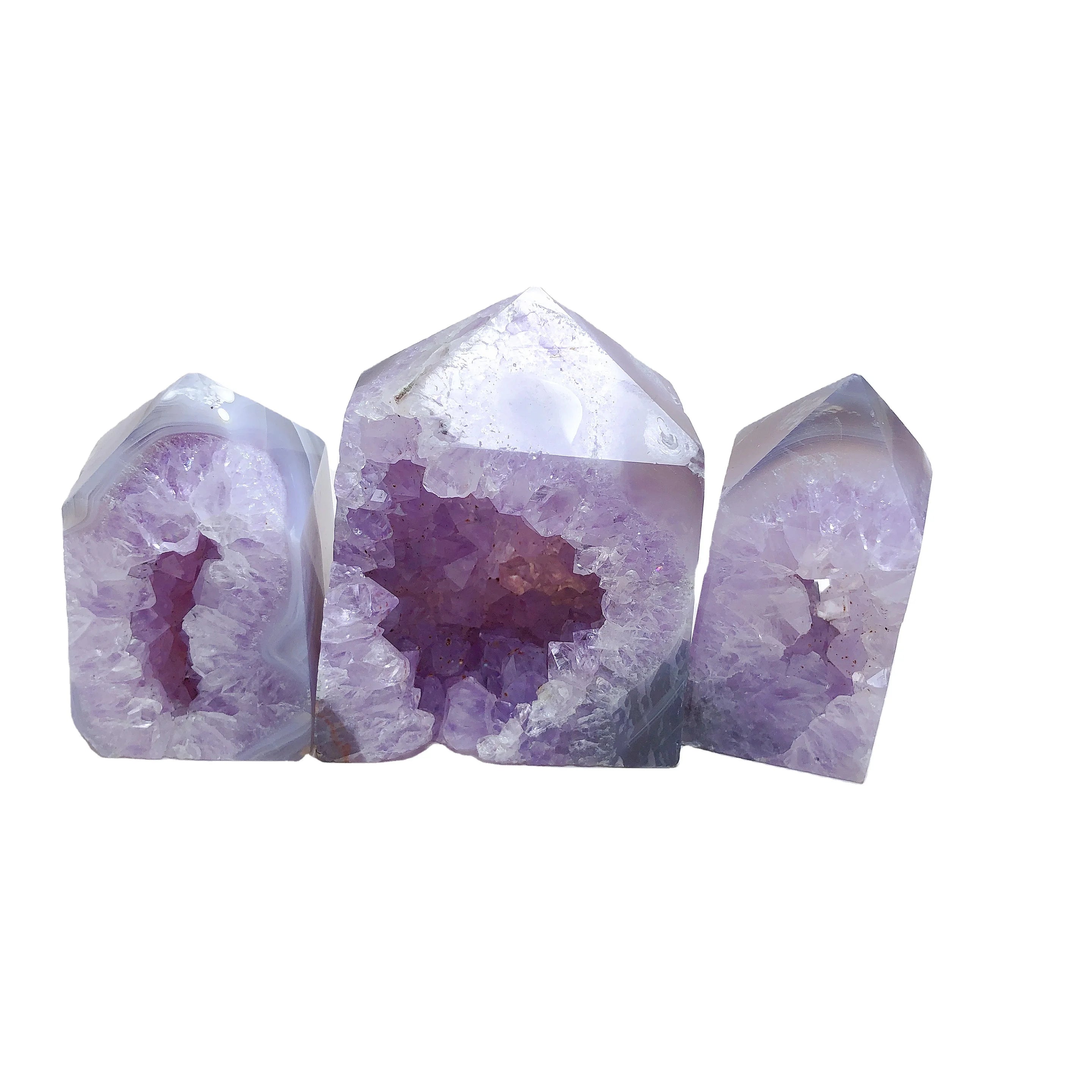 Natural Amethyst Druzy Agate Tower Purple Amethyst Geode Point for Decoration