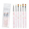 3/6 Pcs Gradient Marble Texture Nail Art Pen Brushes Set Pink Blue Acrylic with Nylon Material