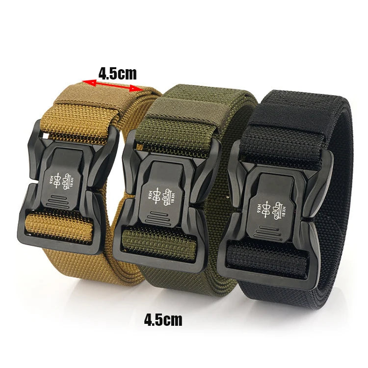 45mm Wide Tactical Nylon Webbing Belts with Metal Quick Release Buckle Dual Adjustable Work 1.75inch Stretch Nylon Web Belt