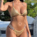 Hot Selling Beach Vacation Bikini Crystal Diamond Women's Split Swimsuit Factory in Stock Swimwear Jewelry Swimwear