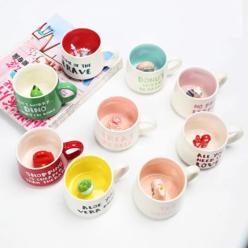3D Animal Mug Cartoon Cute Ceramic Water Wholesale Ceramic Camping Mug Cartoon Ceramic Mug