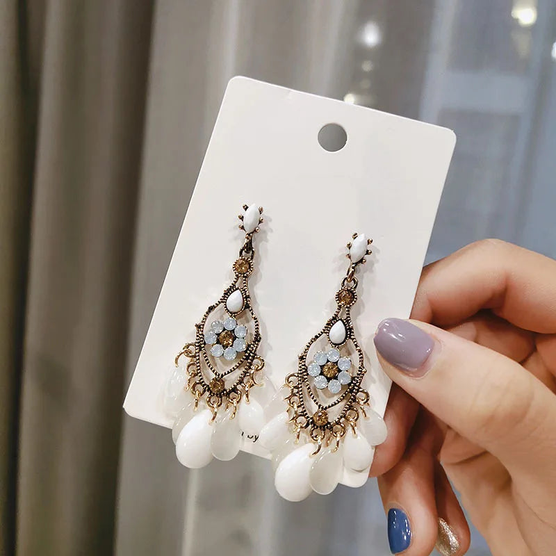 GT Retro Earrings Hand-made Drop Pendant Bohemian Style Earrings for Women