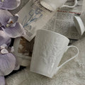 Ins Nordic Vintage Embossed Flower Ceramic Coffee Mug Bone China French Ceramic Water Cup