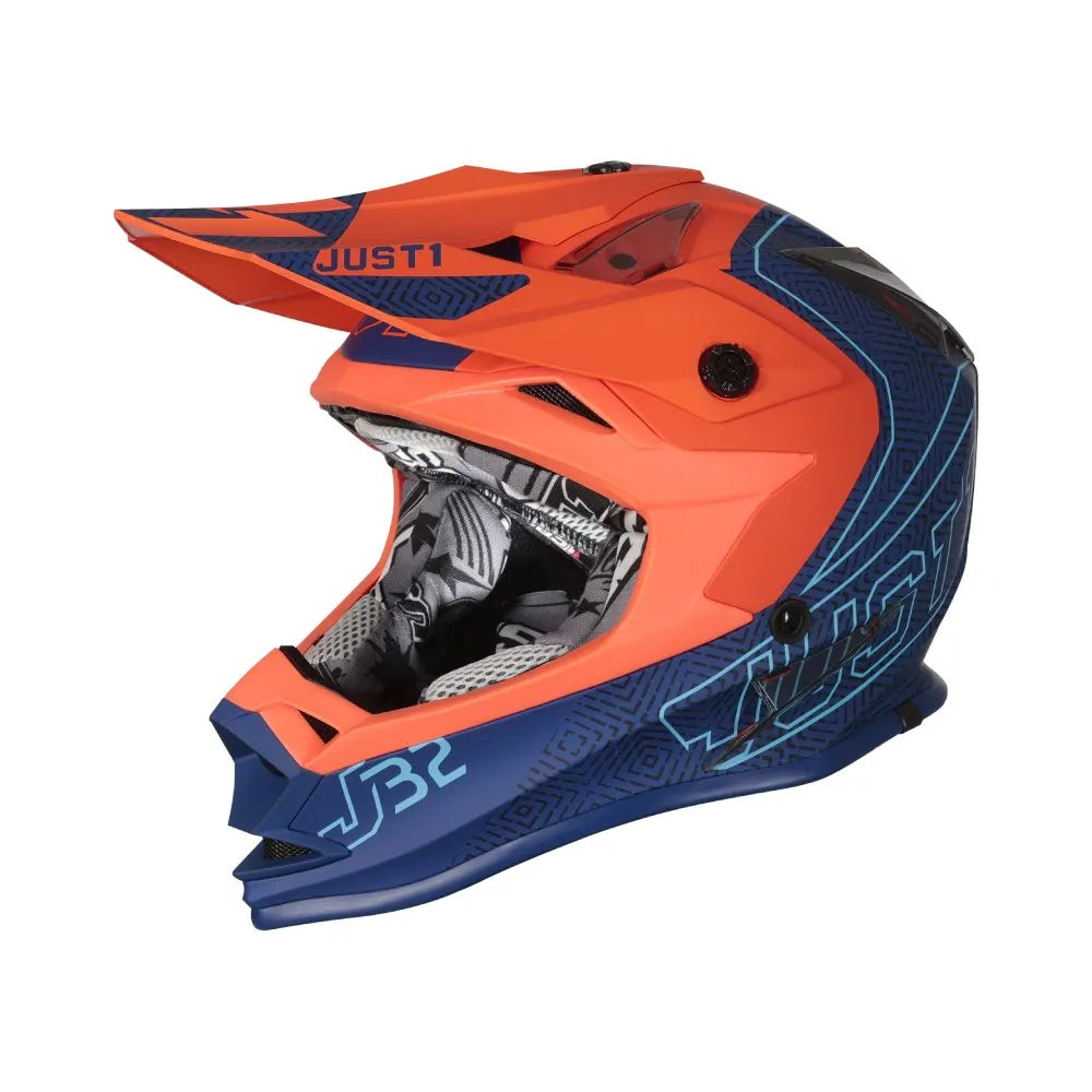 Just1 J32K-5117-YL-4151 Kids Vertigo Helmet in Blue Orange Fluo YL Size Italy
