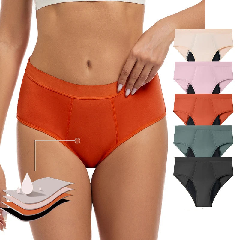 Bamboo 4Layers Leak Proof High Waist Period Panties Breathable Women Incontinence Underwear Culotte Menstruelle