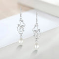 Fashion Dolphin Baroque Fresh Water Pearl Earrings 925 Sterling Silver Earring Girls Jewelry