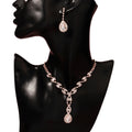 Water Droplets Shaped Zircon Rhinestone Copper Material Necklace and Earrings Set for Women Jewelry Set
